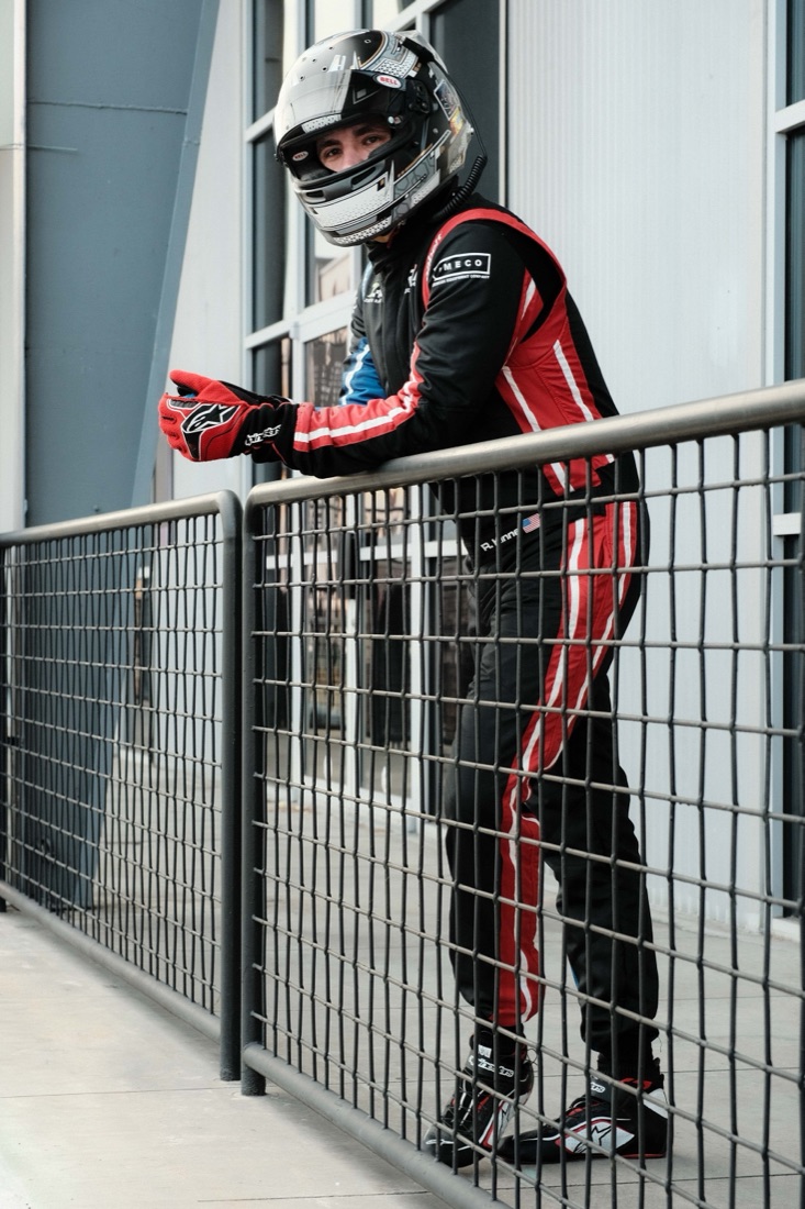 Randy Kinne in his race suit and helmet